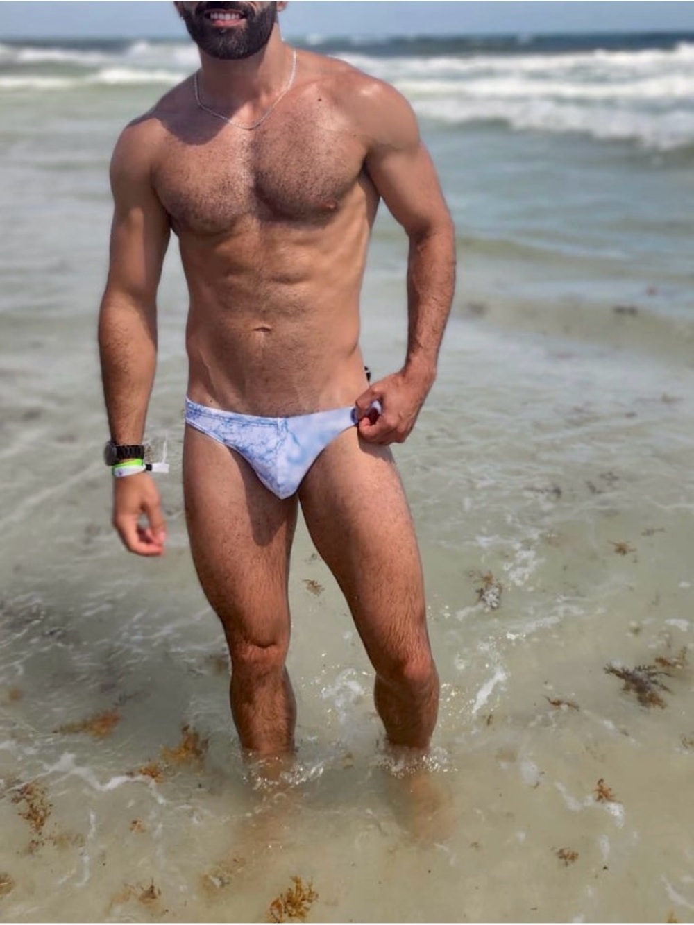 BANG Men's Light Blue Marble Swim Brief